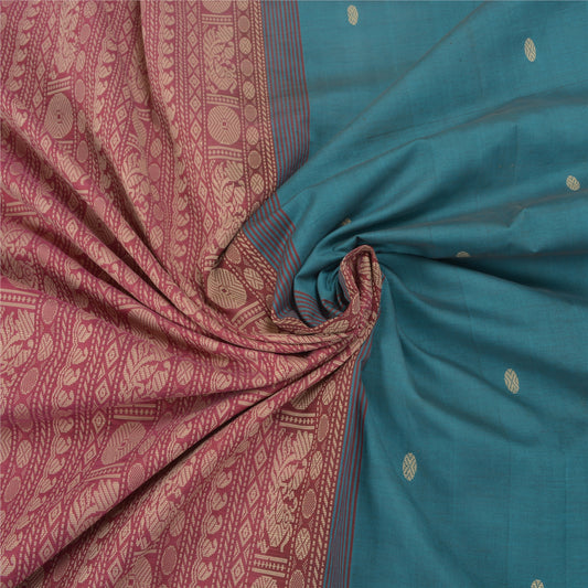 Sanskriti Vintage Green Sarees Blend Silk Woven Peacock Premium Sari Sustainable Fabric