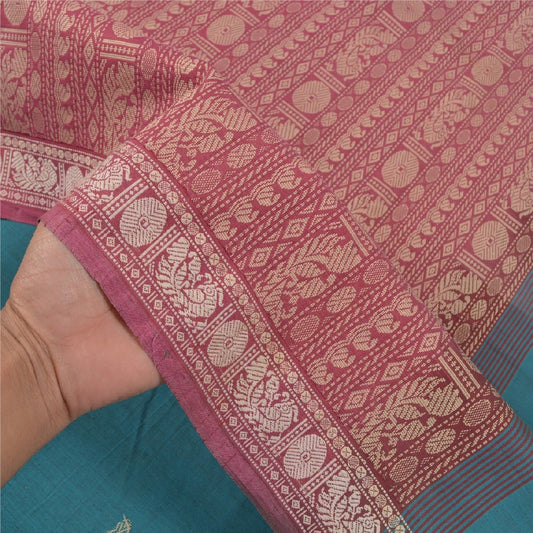 Sanskriti Vintage Green Sarees Blend Silk Woven Peacock Premium Sari Sustainable Fabric