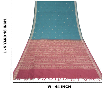 Санскритские винтажные зеленые сари из смеси шелка, павлиньего цвета, премиальная ткань для сари из экологически чистой ткани