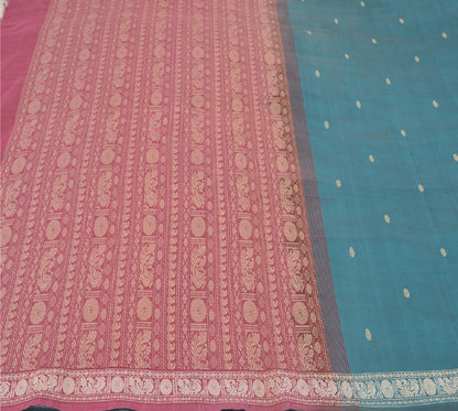 Санскритские винтажные зеленые сари из смеси шелка, павлиньего цвета, премиальная ткань для сари из экологически чистой ткани