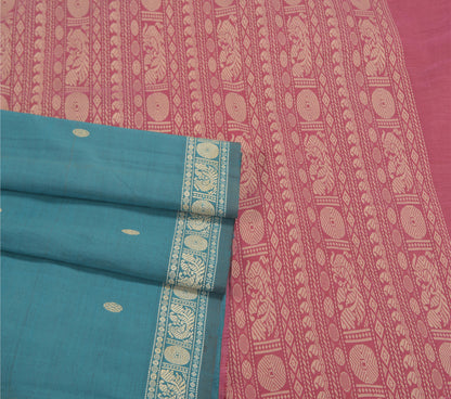 Санскритские винтажные зеленые сари из смеси шелка, павлиньего цвета, премиальная ткань для сари из экологически чистой ткани