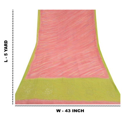 Sanskriti Vintage Pink Sarees Pure Georgette Silk Handmade Premium Sari Fabric