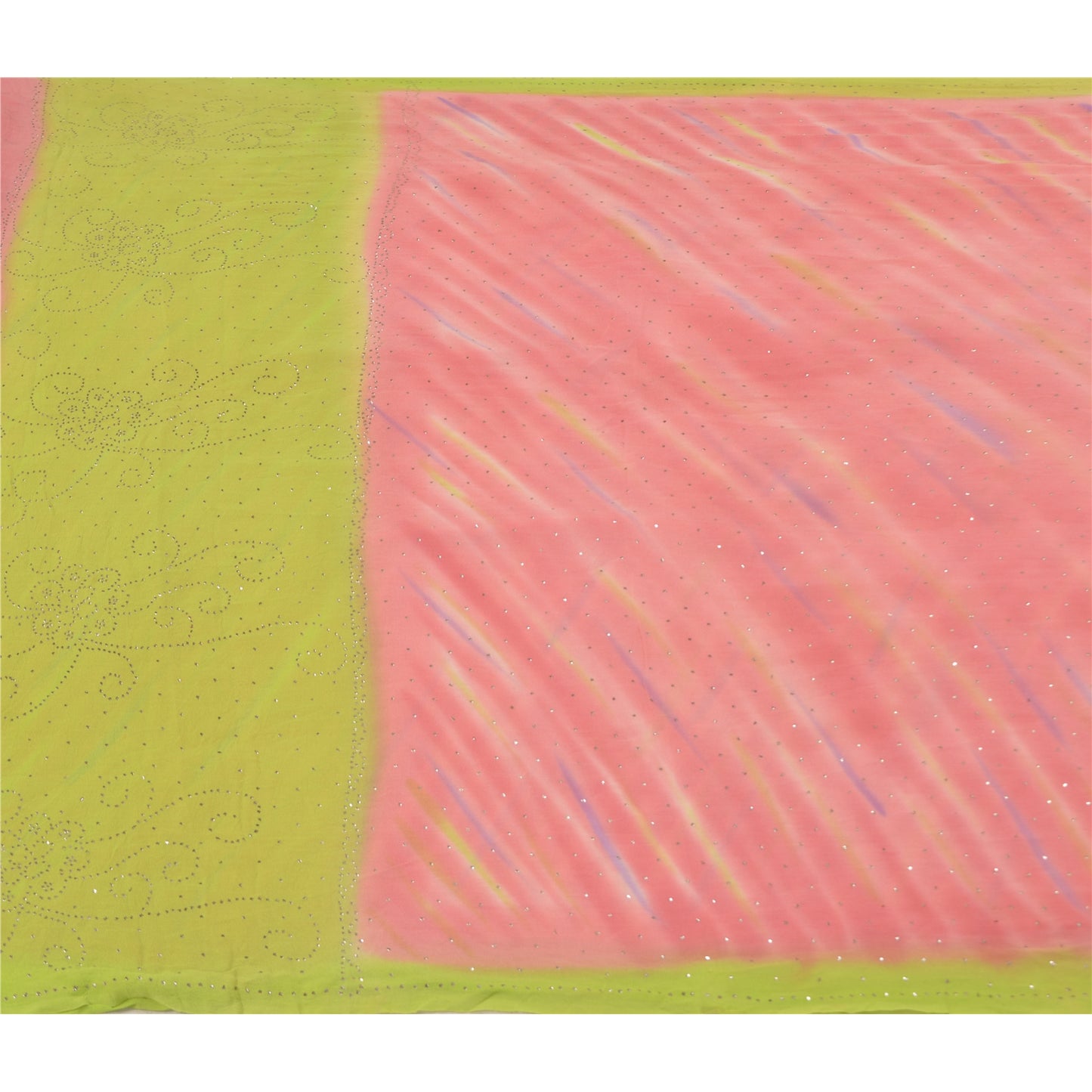 Sanskriti Vintage Pink Sarees Pure Georgette Silk Handmade Premium Sari Fabric