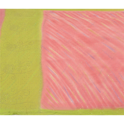 Sanskriti Vintage Pink Sarees Pure Georgette Silk Handmade Premium Sari Fabric
