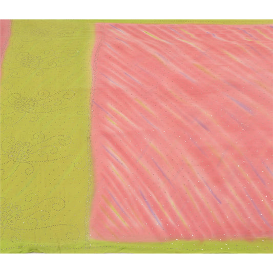 Sanskriti Vintage Pink Sarees Pure Georgette Silk Handmade Premium Sari Fabric