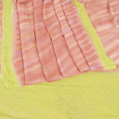 Sanskriti Vintage Pink Sarees Pure Georgette Silk Handmade Premium Sari Fabric