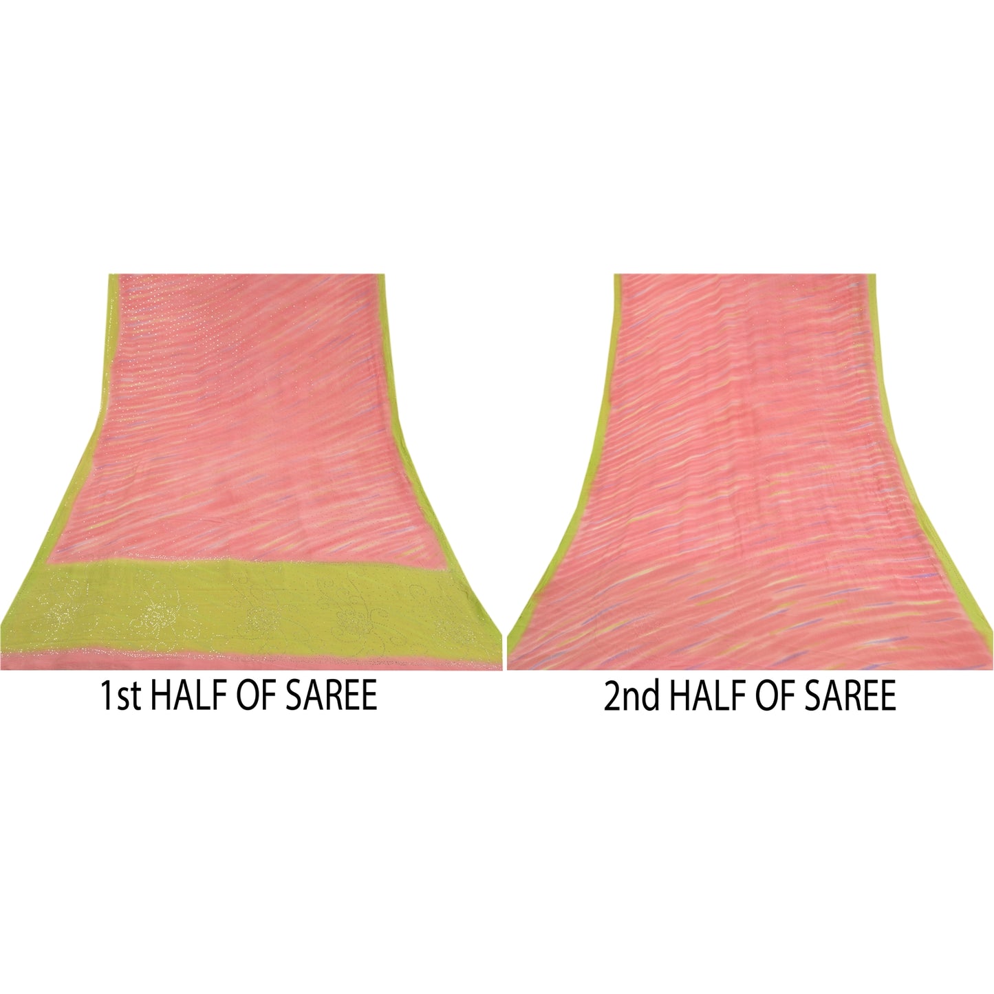 Sanskriti Vintage Pink Sarees Pure Georgette Silk Handmade Premium Sari Fabric