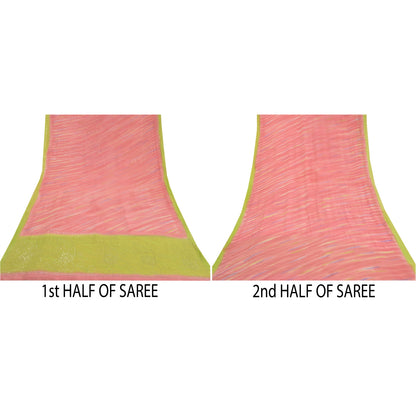 Sanskriti Vintage Pink Sarees Pure Georgette Silk Handmade Premium Sari Fabric