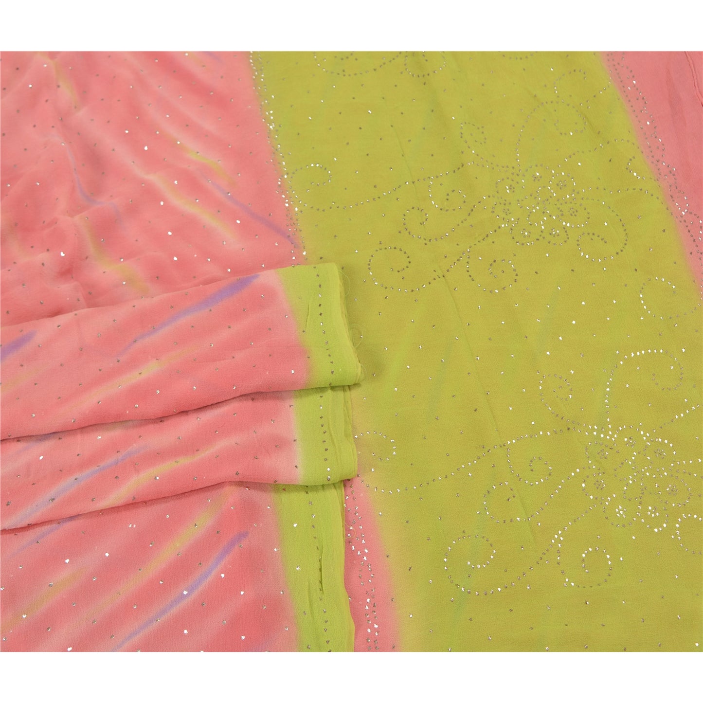 Sanskriti Vintage Pink Sarees Pure Georgette Silk Handmade Premium Sari Fabric