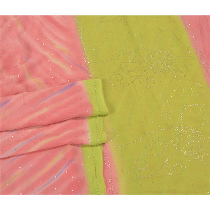 Sanskriti Vintage Pink Sarees Pure Georgette Silk Handmade Premium Sari Fabric