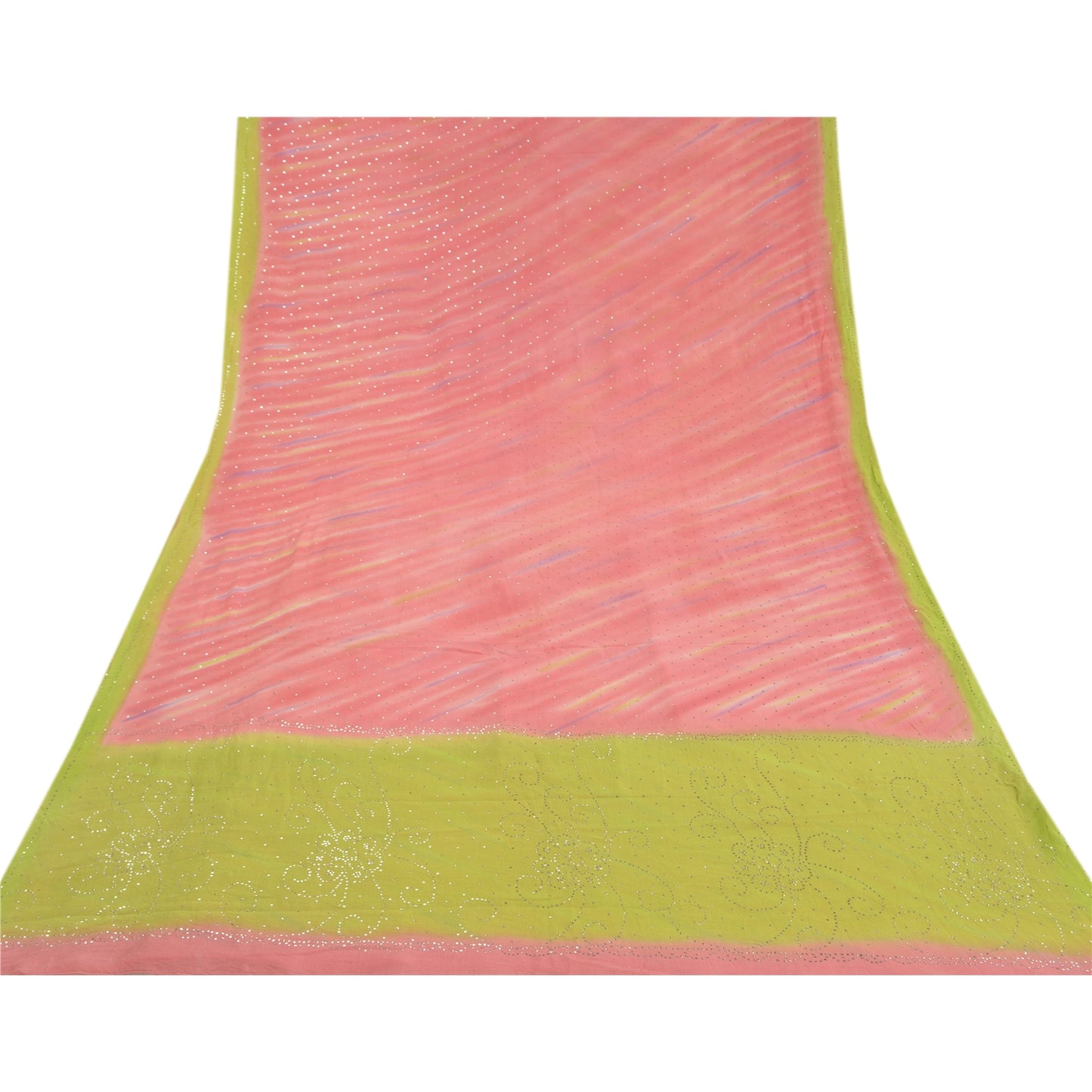 Sanskriti Vintage Pink Sarees Pure Georgette Silk Handmade Premium Sari Fabric