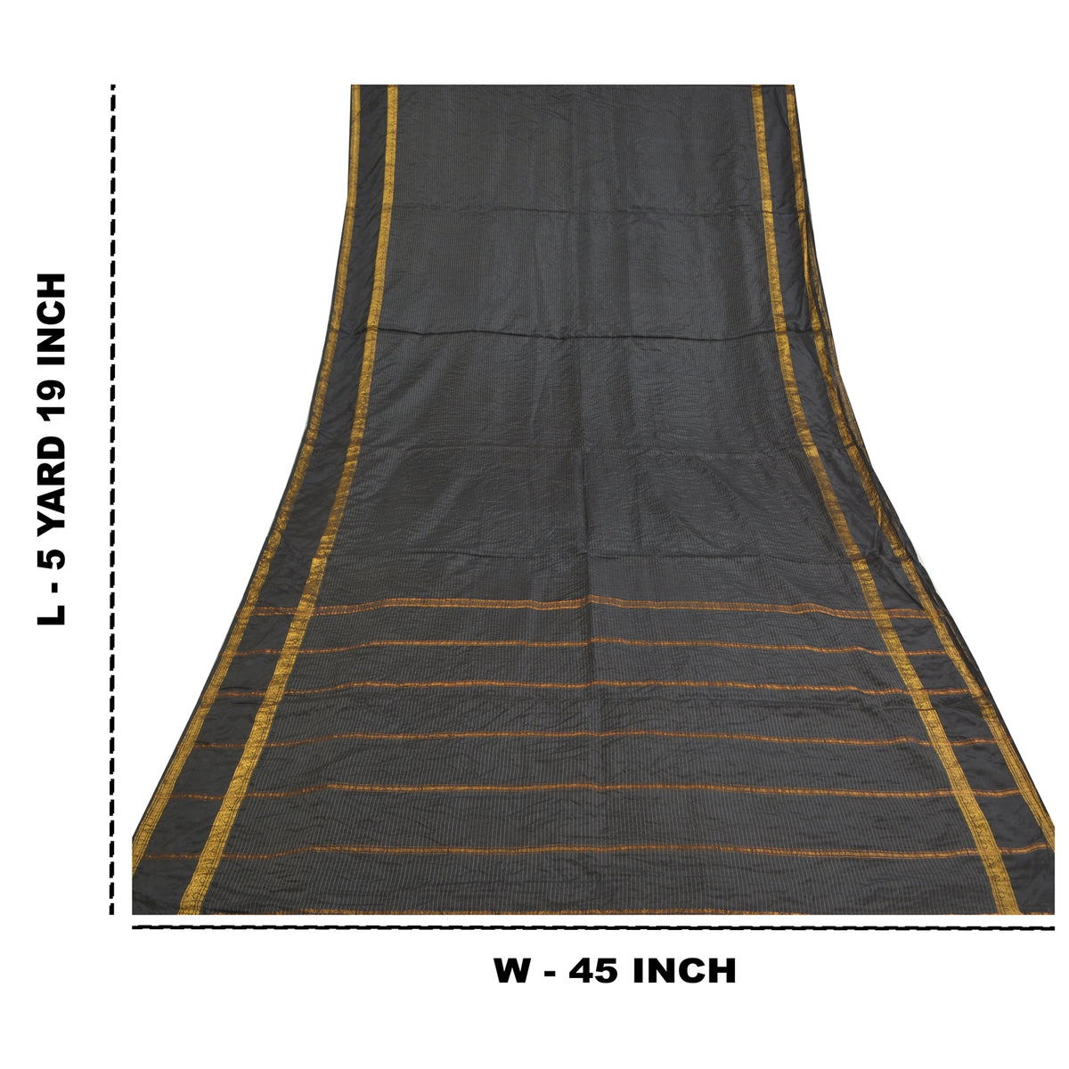 Sanskriti Vintage Maheshwari Zari Hand Woven Saree Art Silk Black Indian Sari