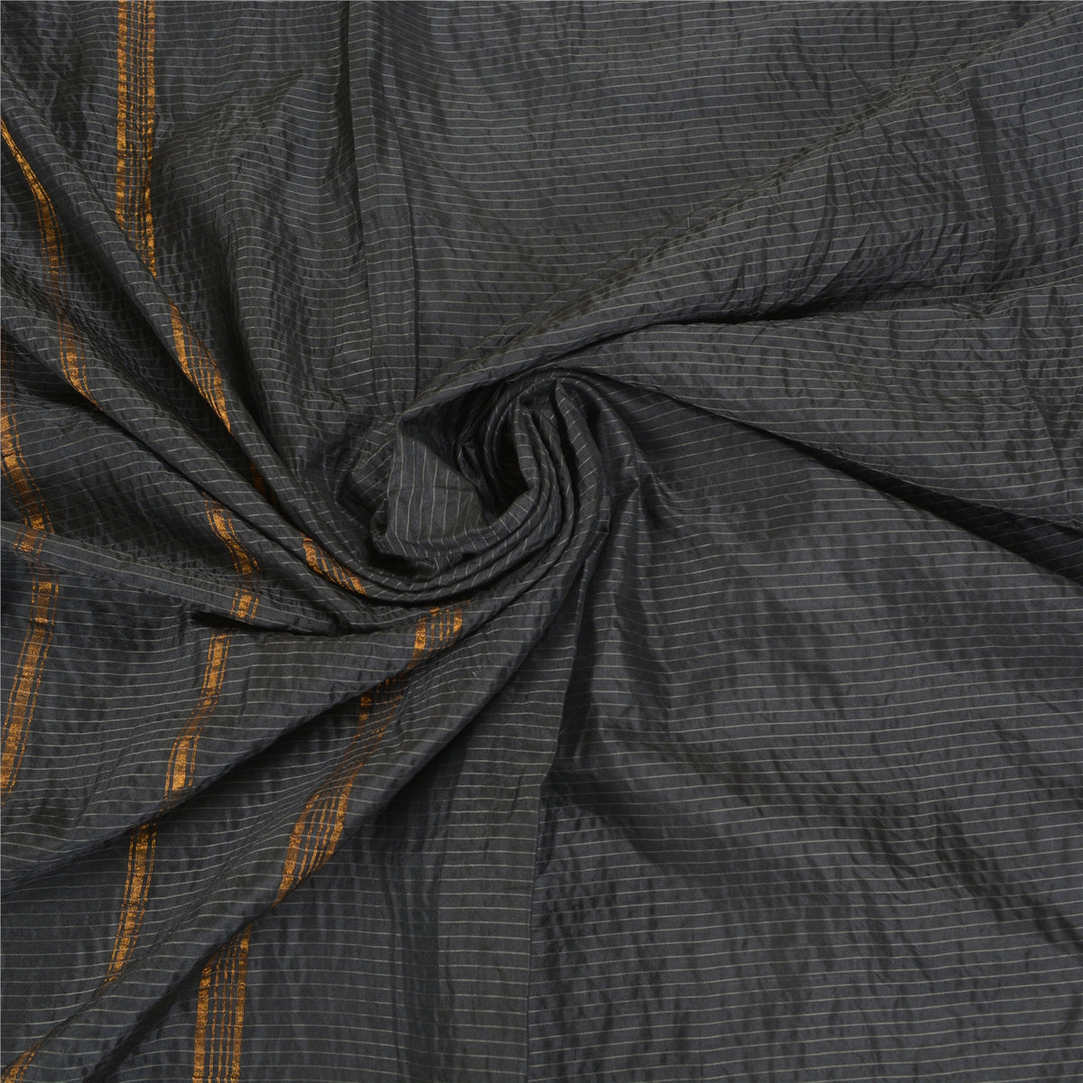Sanskriti Vintage Maheshwari Zari Hand Woven Saree Art Silk Black Indian Sari
