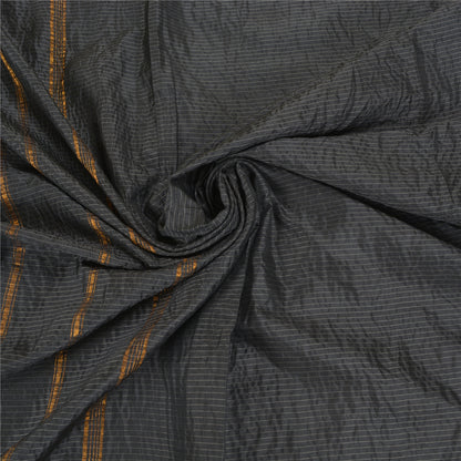Sanskriti Vintage Maheshwari Zari Hand Woven Saree Art Silk Black Indian Sari