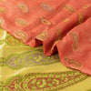 Санскритские винтажные персиковые сари 100% чистый шелк ручной работы премиальная ткань для сари из экологически чистой ткани