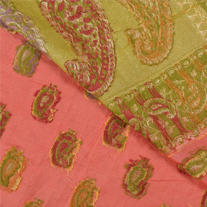 Санскритские винтажные персиковые сари 100% чистый шелк ручной работы премиальная ткань для сари из экологически чистой ткани