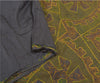 Sanskriti Vintage Greyish Black Sarees Pure Silk Handmade Premium Sari Sustainable Fabric