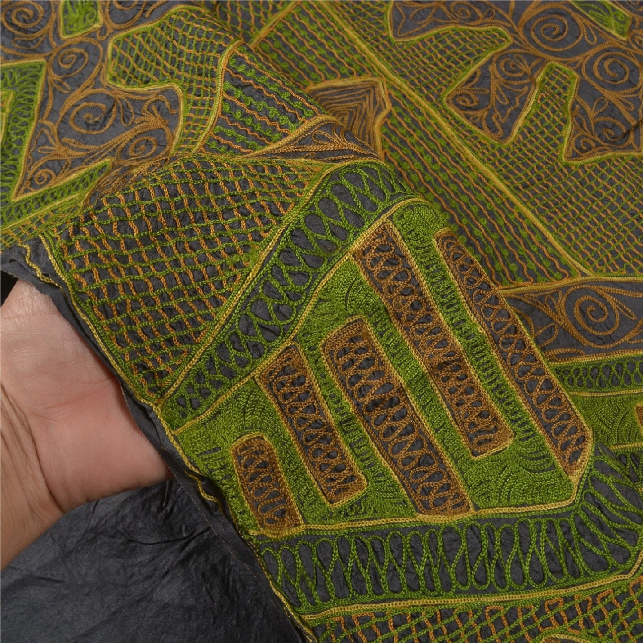 Sanskriti Vintage Greyish Black Sarees Pure Silk Handmade Premium Sari Sustainable Fabric