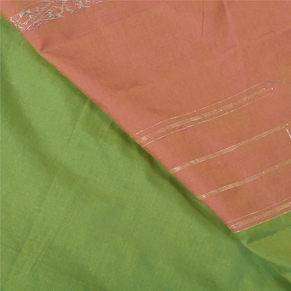 Sanskriti Vintage Maheshwari Zari Woven Art Silk Saree Green Sari Craft Fabric