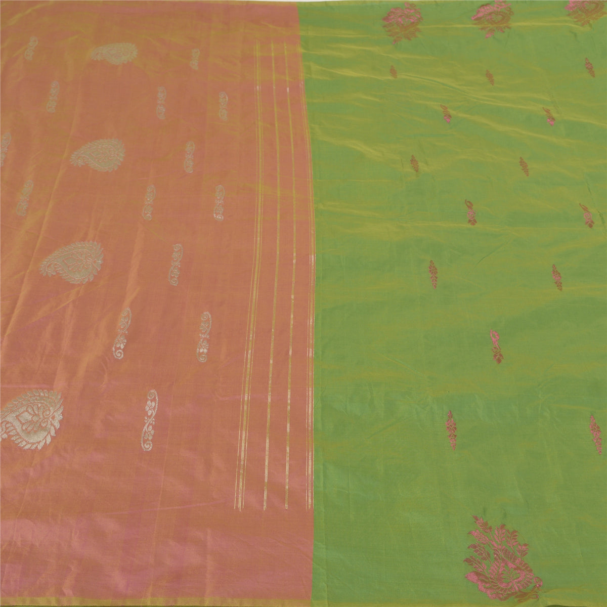 Sanskriti Vintage Maheshwari Zari Woven Art Silk Saree Green Sari Craft Fabric