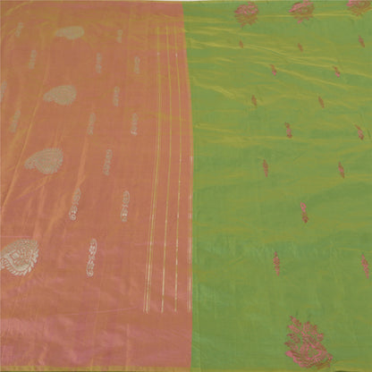 Sanskriti Vintage Maheshwari Zari Woven Art Silk Saree Green Sari Craft Fabric