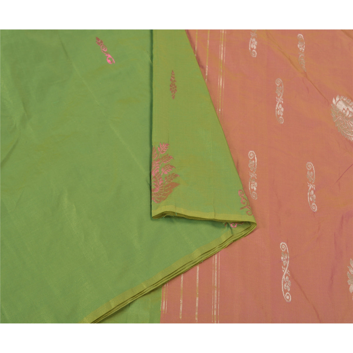 Sanskriti Vintage Maheshwari Zari Woven Art Silk Saree Green Sari Craft Fabric