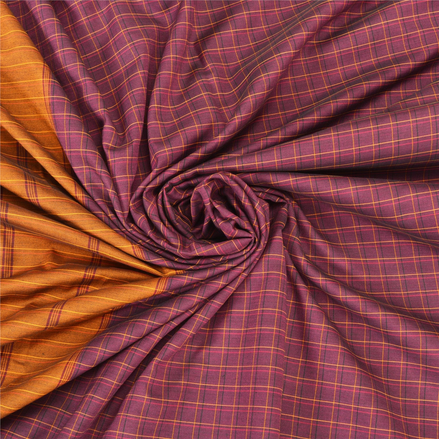 Sanskriti Vintage Woven Ilkal Sari Fabric: Purple Blend Cotton with Peacock Zari From Karnataka Of India Heritage Textile, DIY Projects