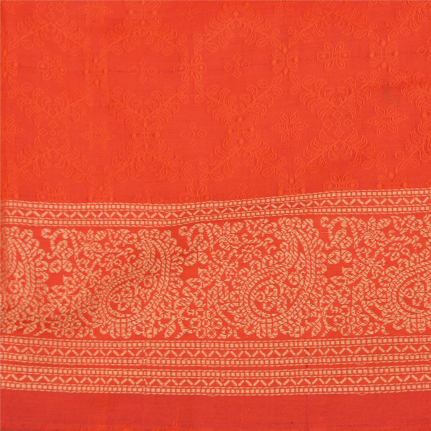 Sanskriti Vintage Light Red Sarees Blend Silk Woven Paisley Sari Craft Fabric