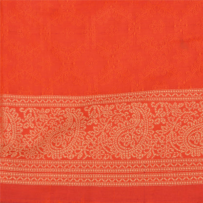 Sanskriti Vintage Light Red Sarees Blend Silk Woven Paisley Sari Craft Fabric