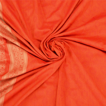 Sanskriti Vintage Light Red Sarees Blend Silk Woven Paisley Sari Craft Fabric