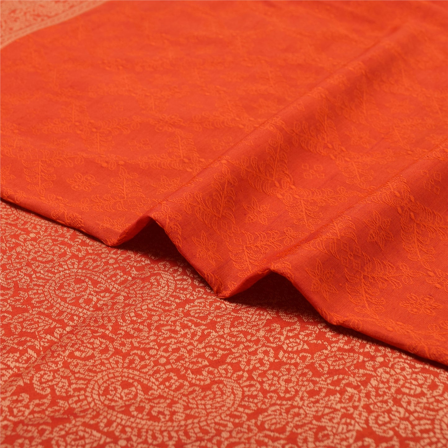 Sanskriti Vintage Light Red Sarees Blend Silk Woven Paisley Sari Craft Fabric