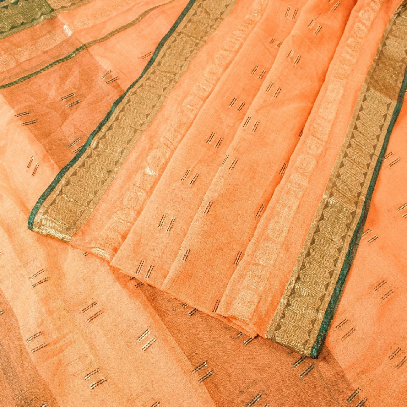 Санскритские винтажные персиковые сари 100% чистый хлопок тканое сари ремесло 5 ярдов устойчивая ткань