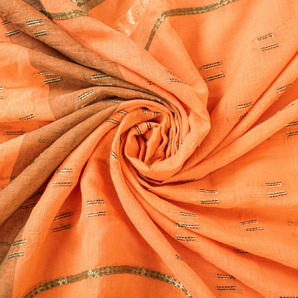 Санскритские винтажные персиковые сари 100% чистый хлопок тканое сари ремесло 5 ярдов устойчивая ткань