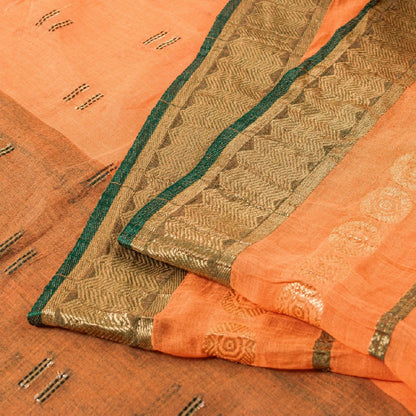 Санскритские винтажные персиковые сари 100% чистый хлопок тканое сари ремесло 5 ярдов устойчивая ткань