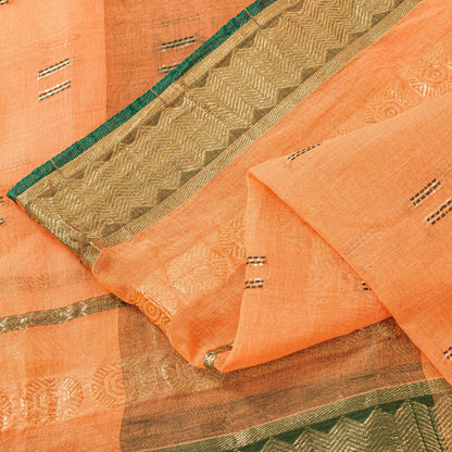 Санскритские винтажные персиковые сари 100% чистый хлопок тканое сари ремесло 5 ярдов устойчивая ткань