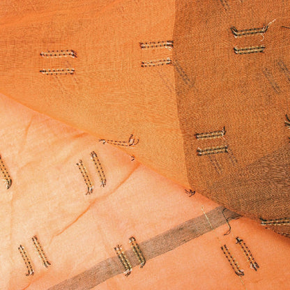 Санскритские винтажные персиковые сари 100% чистый хлопок тканое сари ремесло 5 ярдов устойчивая ткань