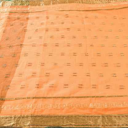 Санскритские винтажные персиковые сари 100% чистый хлопок тканое сари ремесло 5 ярдов устойчивая ткань