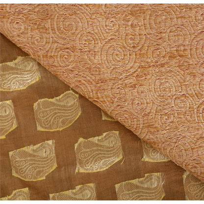 Sanskriti Vintage Brown/Red Sarees Pure Silk Handwoven Premium Sari Craft Fabric