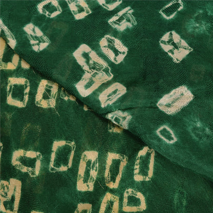 Sanskriti Vintage Green Pure Silk Saree with Humans & Bandhani Woven Sari Fabric