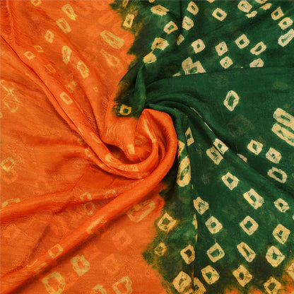Sanskriti Vintage Green Pure Silk Saree with Humans & Bandhani Woven Sari Fabric