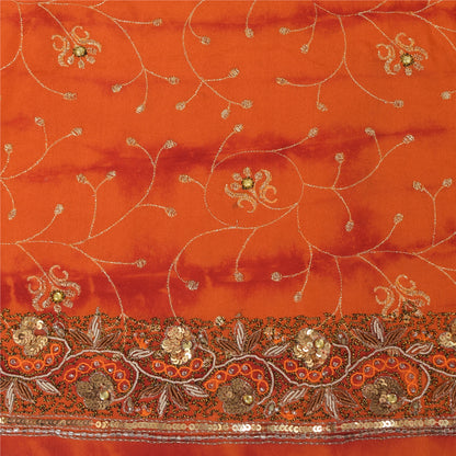 Sanskriti Vintage Sarees Pure Crepe Silk Hand Beaded Premium Sari Tie-Dye Sustainable Fabric