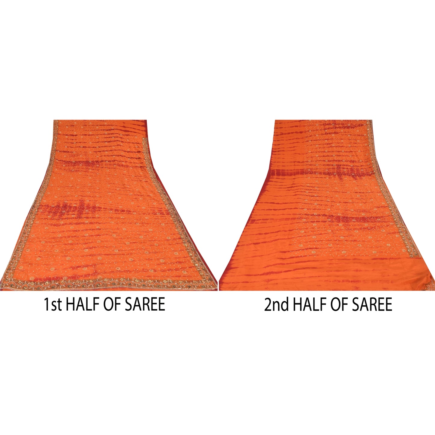 Sanskriti Vintage Sarees Pure Crepe Silk Hand Beaded Premium Sari Tie-Dye Sustainable Fabric