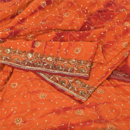 Sanskriti Vintage Sarees Pure Crepe Silk Hand Beaded Premium Sari Tie-Dye Sustainable Fabric