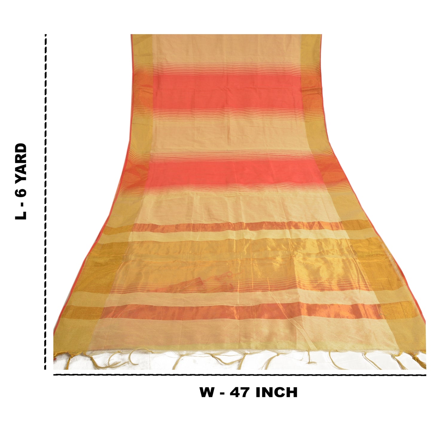 Sanskriti Vintage Cream Indian Sarees Art Silk Woven Premium Sari Craft Fabric