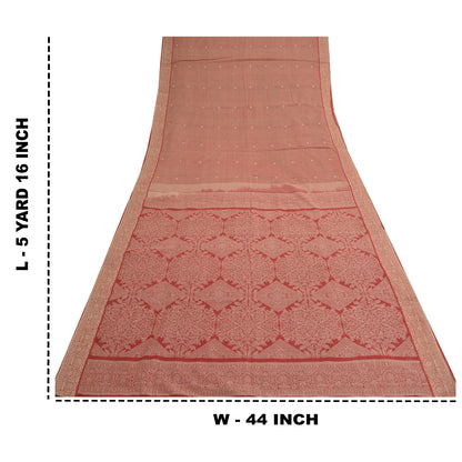 Sanskriti Vintage Dark Red Sarees Blend Cotton Woven Premium Sari Craft Sustainable Fabric