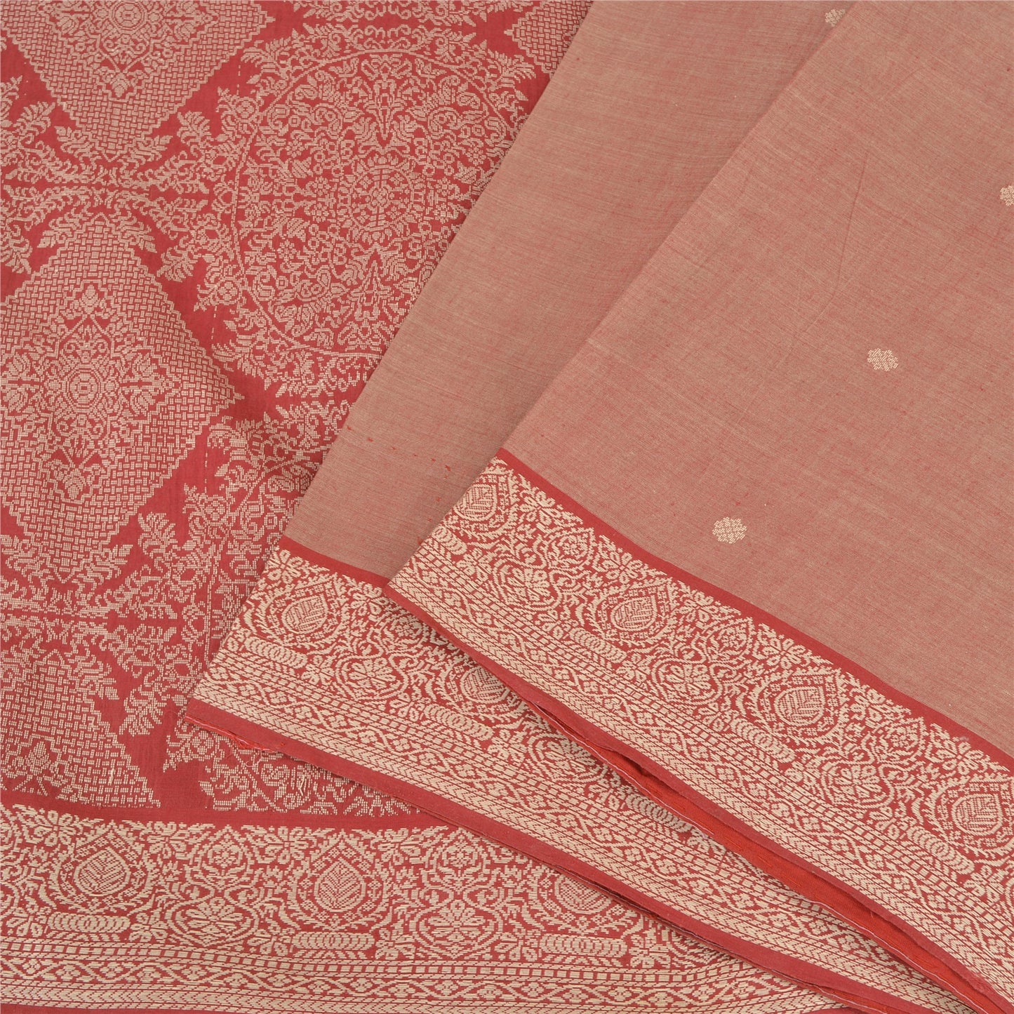 Sanskriti Vintage Dark Red Sarees Blend Cotton Woven Premium Sari Craft Sustainable Fabric