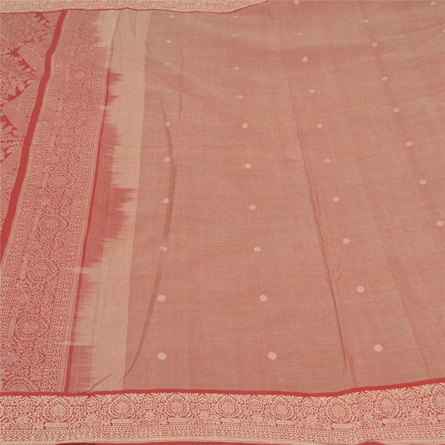 Sanskriti Vintage Dark Red Sarees Blend Cotton Woven Premium Sari Craft Sustainable Fabric