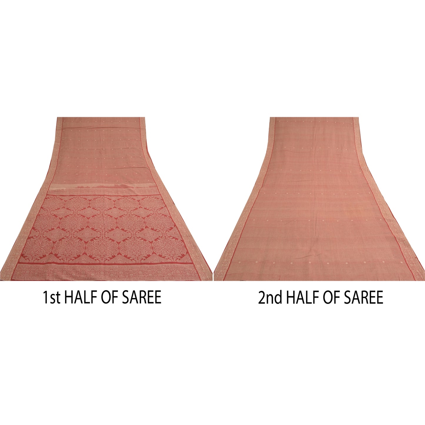 Sanskriti Vintage Dark Red Sarees Blend Cotton Woven Premium Sari Craft Sustainable Fabric