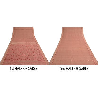 Sanskriti Vintage Dark Red Sarees Blend Cotton Woven Premium Sari Craft Sustainable Fabric