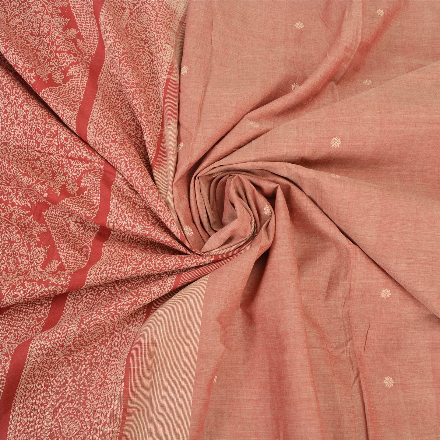 Sanskriti Vintage Dark Red Sarees Blend Cotton Woven Premium Sari Craft Sustainable Fabric